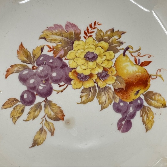 Vintage Homer Laughlin Round Serving Dish Bowl Orange Trim Iridescent White - Picture 3 of 13